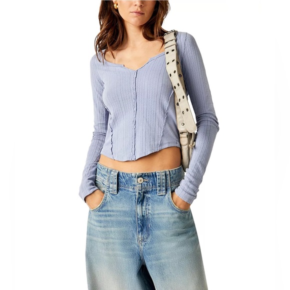 NWT Free People We The Free Eyes on You Long Sleeve in Falling Waters - Picture 8 of 15